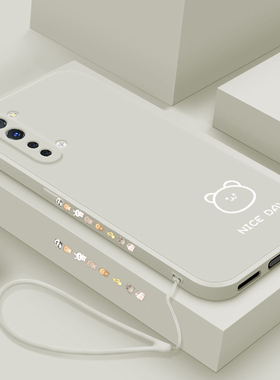 侧边彩绘opporeno3手机壳个性简画熊和兔reno3pro直边液态保护壳reno3元气版全包硅胶软壳网红超薄防摔男女款