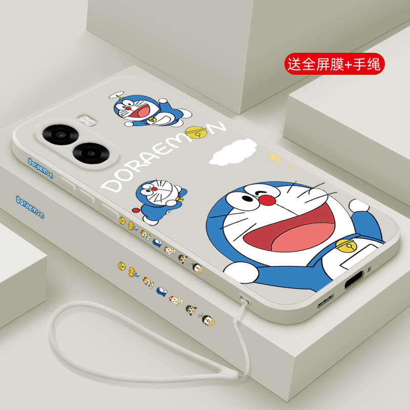 适用oppoA6s手机壳新款oppo A6i+液态磨砂硅胶保护套A6c镜头全包A6v防摔软壳男女潮牌网红卡通时尚外壳机器猫