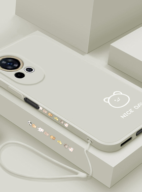 适用于华为nova12pro手机壳华为nova12活力版外壳nova12ultra简画熊和兔中国风nova12男女液态硅胶新年款龙年