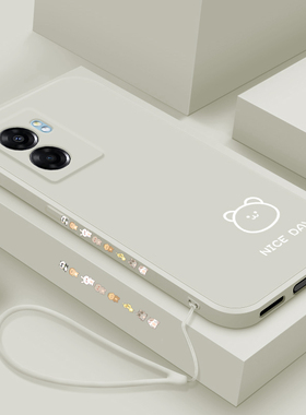 适用oppoa57 5g版手机壳新款a5个性创意简画熊和兔a52镜头全包防摔PFTM20超薄简约男潮网红女款直边磨砂壳软