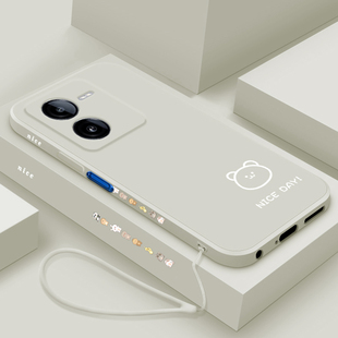 适用vivoiqooz8手机壳新款简画熊和兔iqooz8x保护套爱酷Z8X直边个性简约创意icooz8全包边防摔硅胶软壳男女生