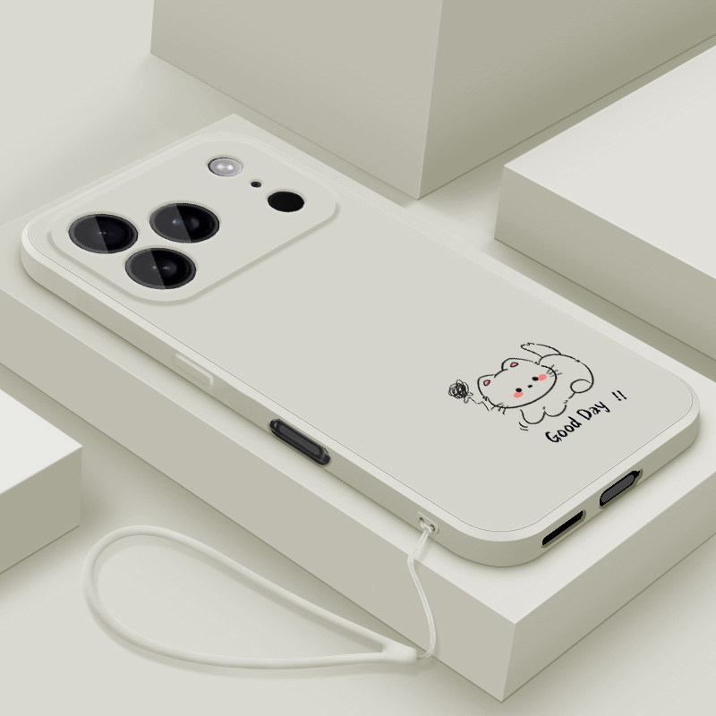 适用iphone17手机壳新品苹果17pro液态硅胶17promax软壳17Air镜头全包防摔保护套男女款十七创意卡通线条小猫