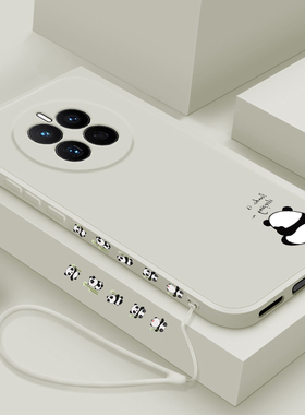 适用华为mate50手机壳新款mate50pro液态硅胶保护套por男女Mate50E镜头全包防摔软壳mete个性简约pr0外壳熊猫