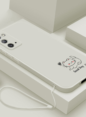 适用三星note20手机壳20ultra新款GalaxyNote10液态硅胶保护套10+男女生plus全包note9防摔note8软壳卡通小猫