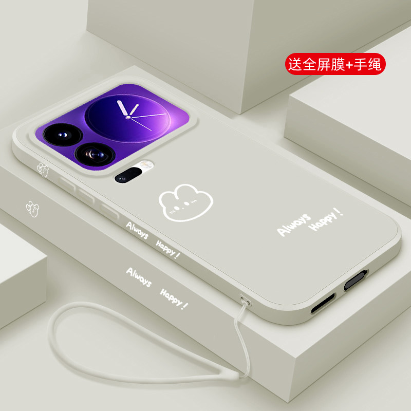 适用小米18Pro手机壳新款小米18ProMax液态硅胶保护套xiaomi镜头全包防摔软壳男女情侣款网红创意卡通开心兔