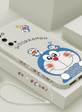 适用三星s20手机壳新款GalaxyS20+液态硅胶保护套十plus男女s20ultra镜头全包S20FE防摔5G软壳个性卡通机器猫