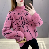 Демисезонный бархатный базовый приятный телу свитер, увеличенная толщина, 2025 года, в западном стиле, высокий воротник