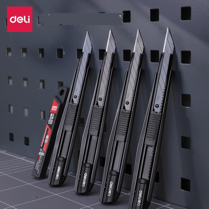 得力美工刀办公用锌合金小号金属刀片多功能申缩栽纸刀璧纸用具削笔刀