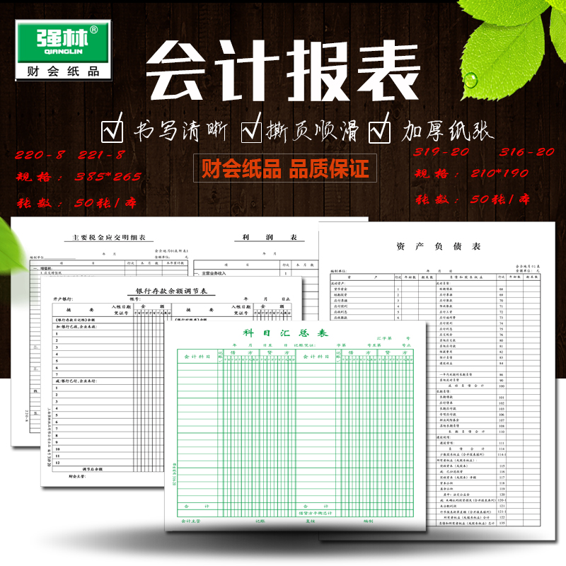 强林科目汇总表银行存款余额调节表企业利润表资产负债表财务报表财务会计企业月度报表