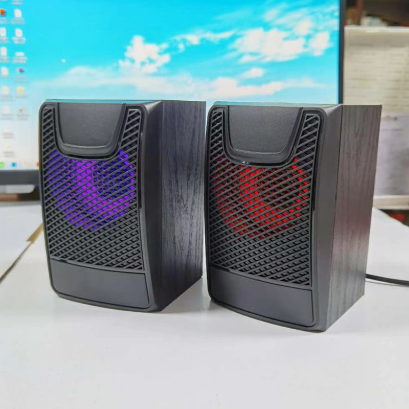 电脑多媒体音响木纹发光多色3.5台式机笔记本外设桌面小音箱影响