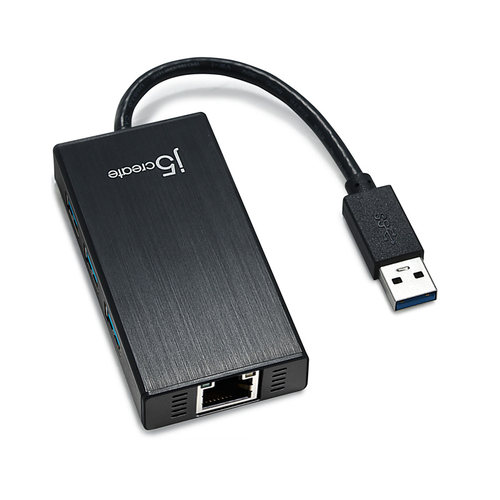j5create转换器JUH470千兆网卡USB3.0集线分配器HUB电脑扩展显示
