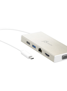 j5create扩展坞JCD376转换器HDMI VGA外置显卡Type C多功能USB3.0