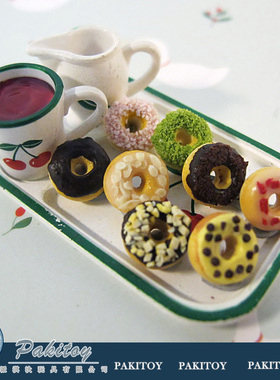 dollhouse派淇汏食玩手工diy小娃屋子迷你粘土成品配件新款甜甜圈