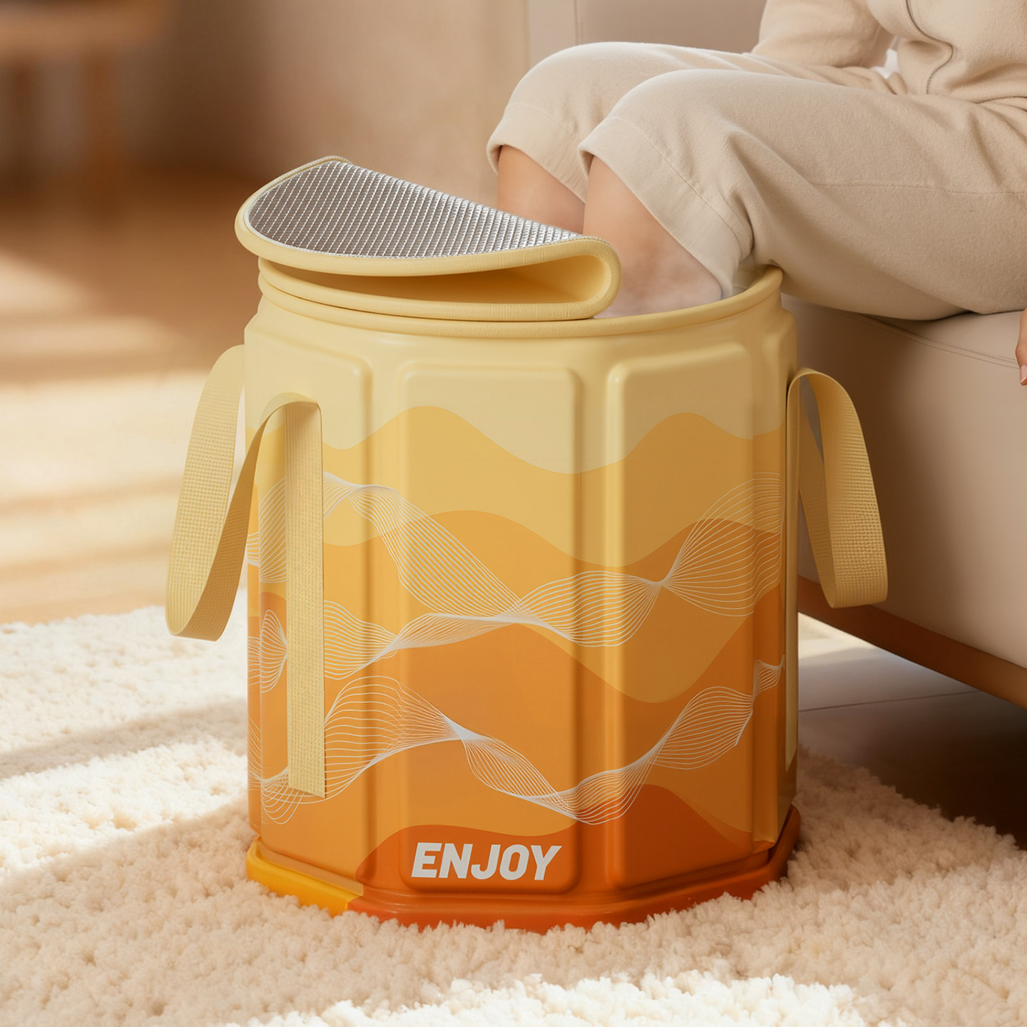 女士养生洗脚泡脚桶家用可折叠第一名保温泡脚袋泡脚盆家用过小腿