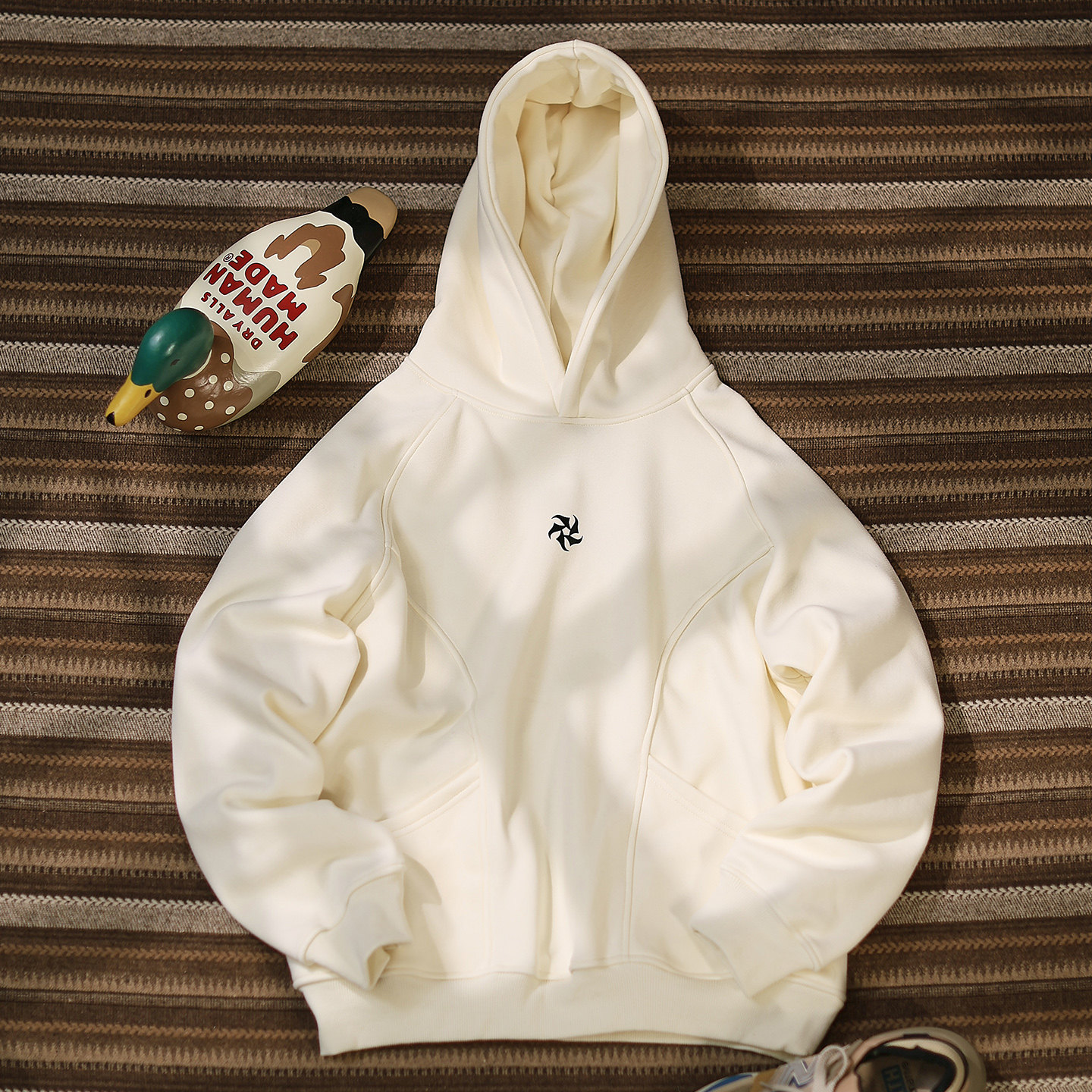 【忍者镖】秋冬日系潮牌印花连帽加绒卫衣男休闲宽松保暖运动套衫