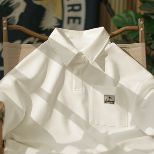 考拉睡着了 日系潮牌翻领短袖 夏季 上衣tee polo衫 男休闲五分袖