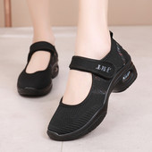 女软底中跟舞蹈鞋 透气跳舞鞋 魔术贴广场舞妈妈鞋 老北京布鞋 健步鞋