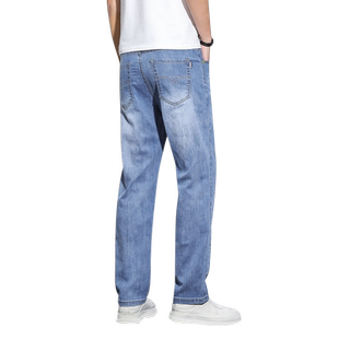 春季宽松牛仔裤男2026年新款高弹黑色直筒裤子男阔腿百搭休闲长裤