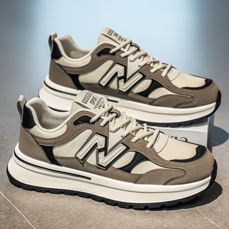 男鞋春季2026新款厚底增高休闲运动鞋男士青少年皮面阿甘老爹潮鞋,流行男鞋,时尚休闲鞋,淘宝优惠券,粉丝福利购,淘宝优惠卷