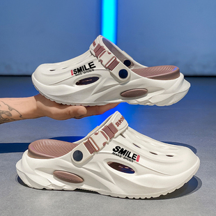 椰子洞洞鞋男款夏季外穿厚底踩屎感包头拖鞋防滑防臭运动沙滩凉鞋