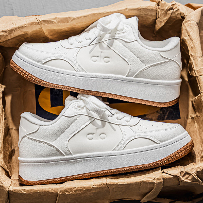 小白鞋男2026新款冬季潮牌百搭高级感青少年皮面厚底运动休闲板鞋,流行男鞋,休闲板鞋,淘宝优惠券,粉丝福利购,淘宝优惠卷