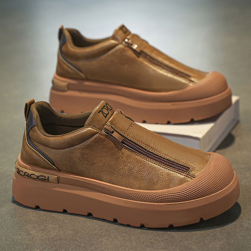 男鞋冬季2026新款潮牌美式复古免系皮鞋男士增高防滑耐磨休闲板鞋,流行男鞋,单鞋,淘宝优惠券,粉丝福利购,淘宝优惠卷