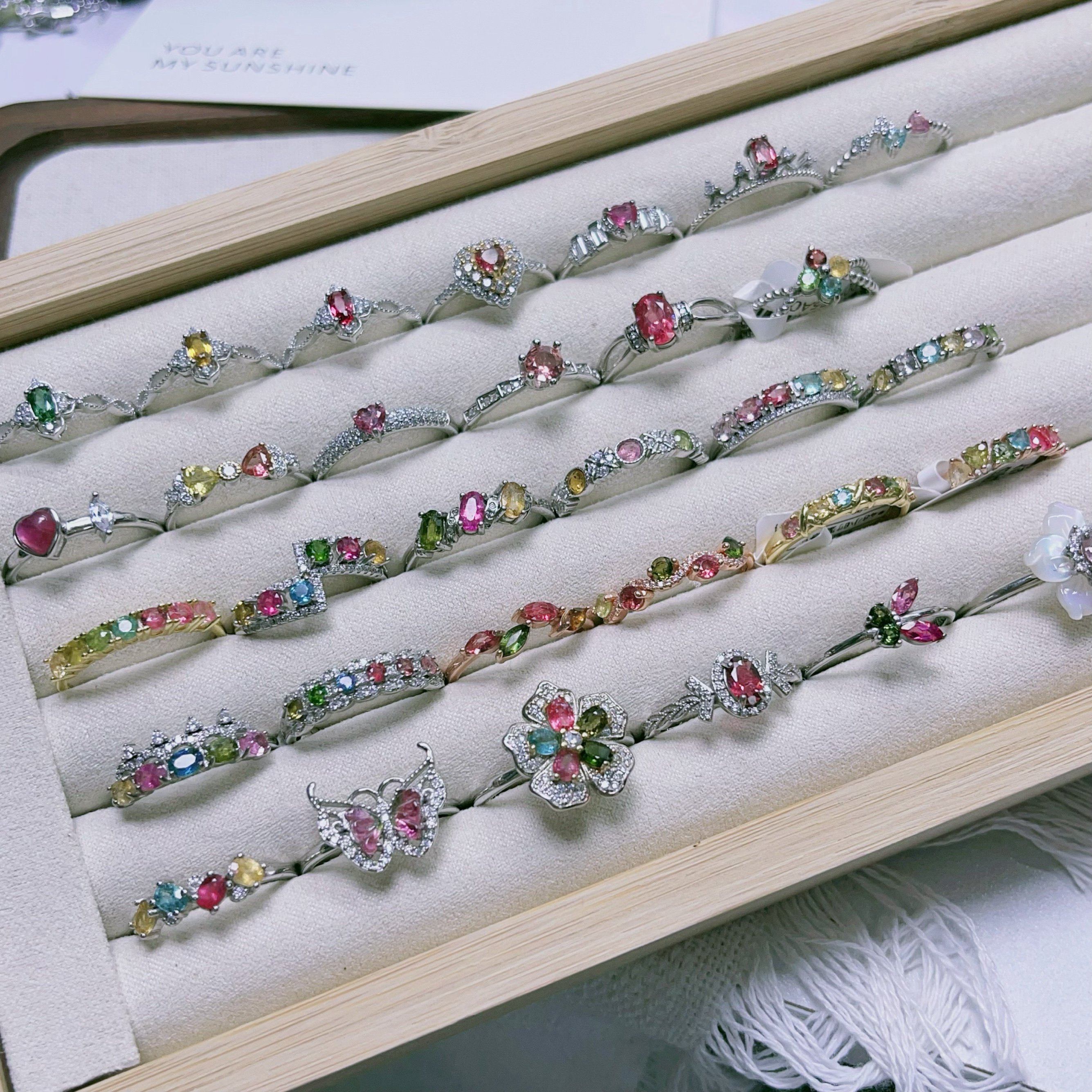 2.1更新【碧玺合集】天然碧玺戒指s925纯银镶嵌彩色宝石小众