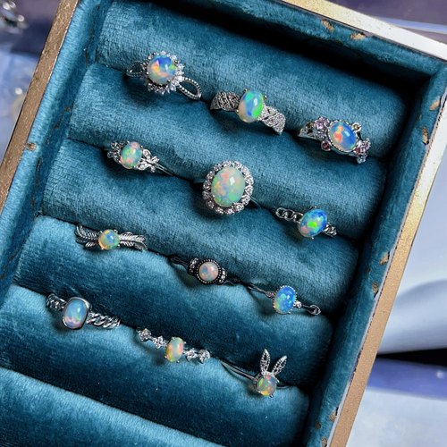 12.15更新【一物一图】s925纯银戒指欧泊彩宝戒指环饰品非洲欧泊