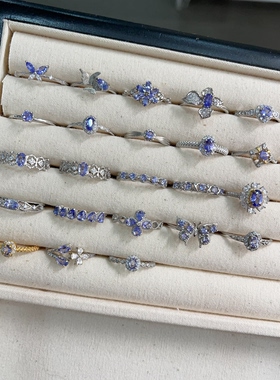 【坦桑石合集】s925纯银天然坦桑石戒指活口可调节彩宝女礼物