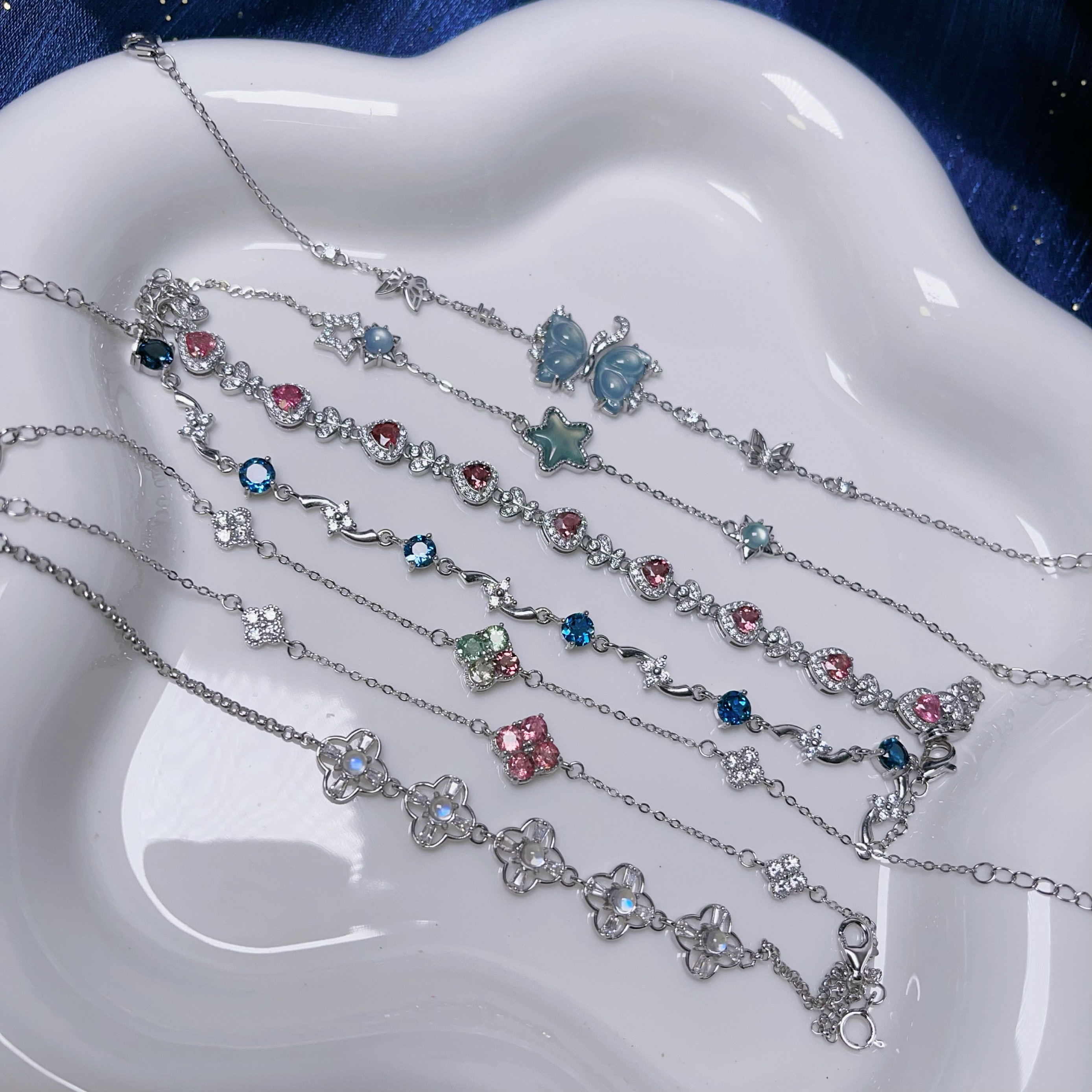 【6.22日上新】s925纯银葡萄石月光石红铜发翡翠手链彩宝礼物女