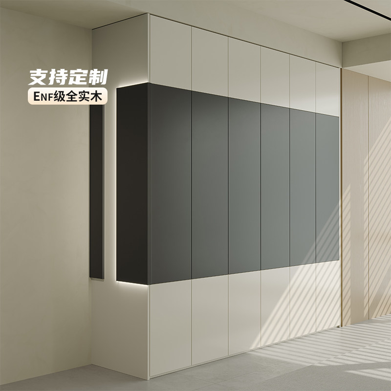 ENF级全实木定制衣柜现代简约平开门卧室衣帽间橡木衣柜整体家具