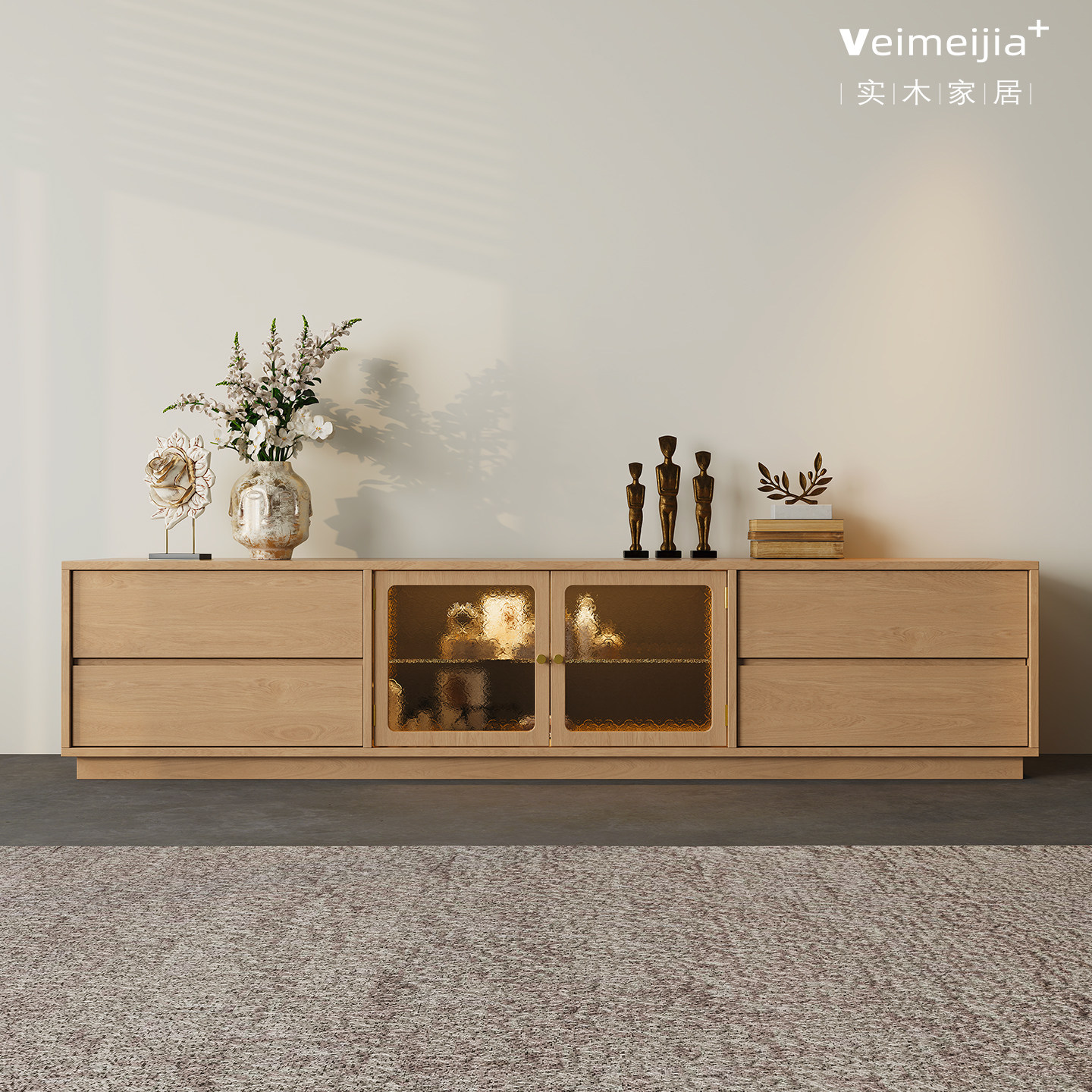 定制北欧简约实木电视柜原木色落地储物柜客厅靠墙收纳置物柜,住宅家具,电视柜,淘宝优惠券,粉丝福利购,淘宝优惠卷