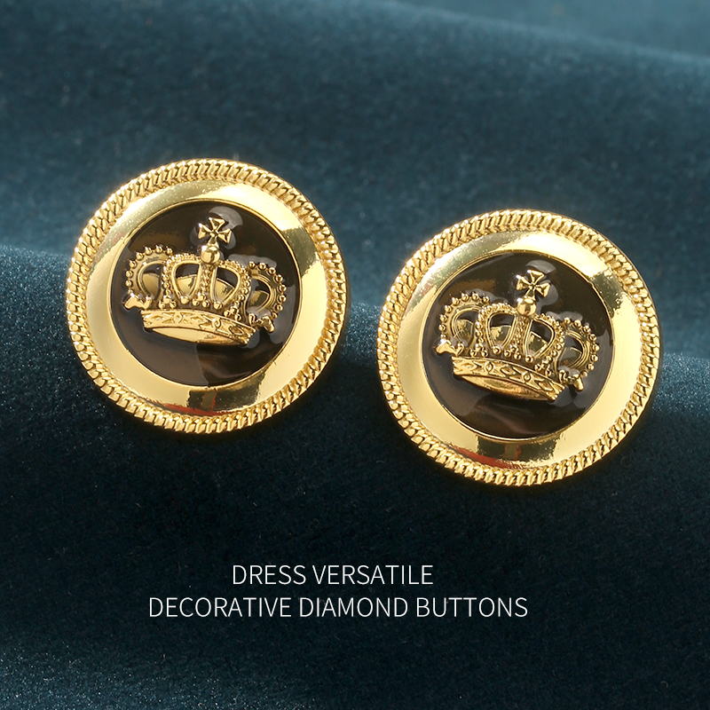 圆形高脚金色皇冠纽扣包邮送针线
