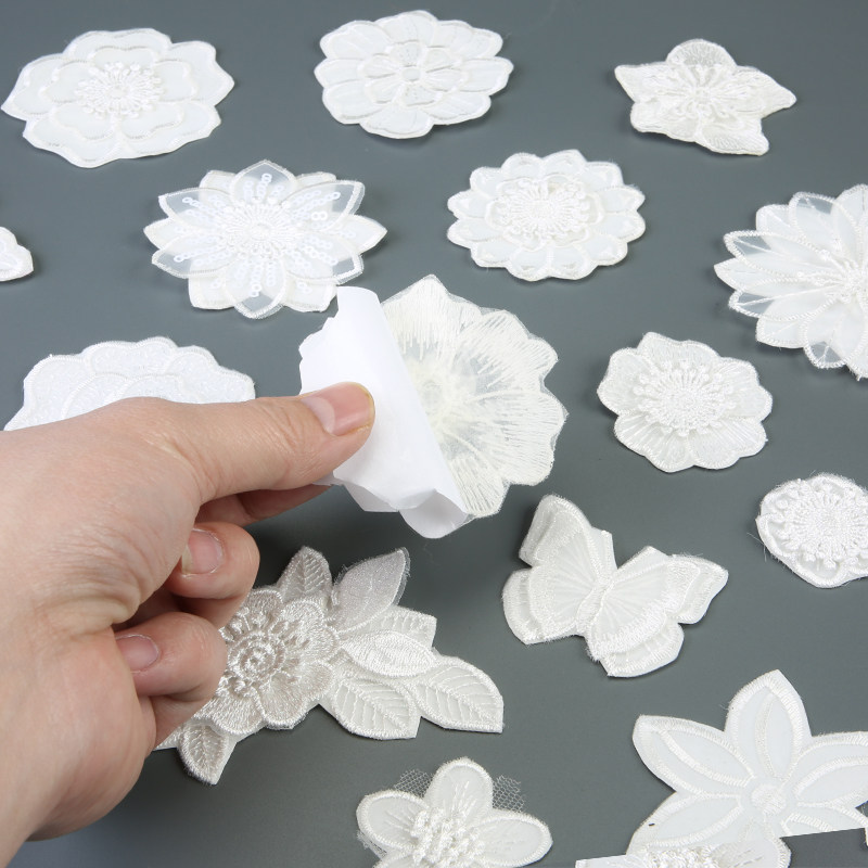 自粘免缝白色花朵布贴衣服补丁贴羽绒服破洞无痕修补贴刺绣图案贴,居家布艺,布贴,淘宝优惠券,粉丝福利购,淘宝优惠卷