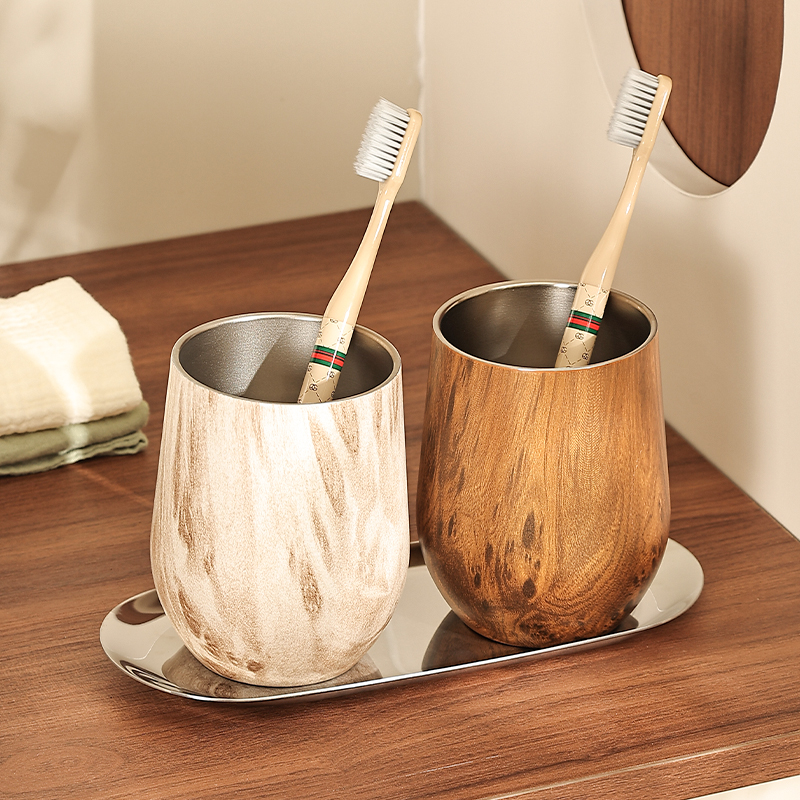 中古风牙不锈钢刷杯套装