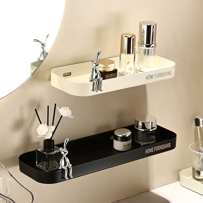 Ванная унитаз, кремовый цвет, полка для хранения в стиле лайт-люкс, настенная подвесная полка для ванной комнаты