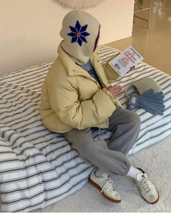 现韩国东大门Object2024新款百搭纯色抽绳束脚加绒休闲卫裤女