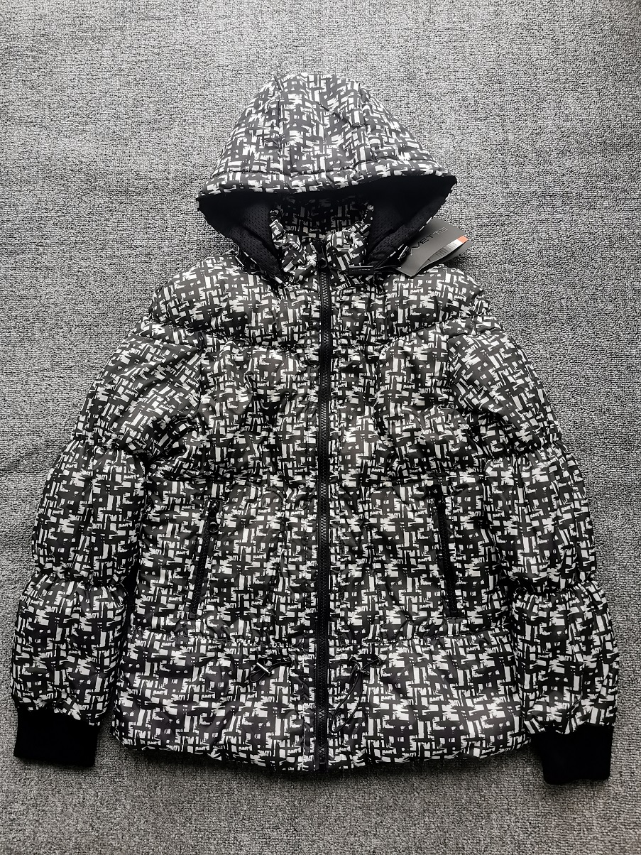 保暖防风拉链连帽宽松羽绒服