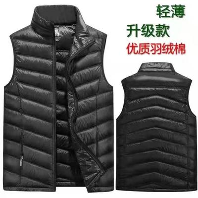 中老年男士超轻加厚羽绒棉马甲男款爸爸大码轻薄款棉外套双线棉坎