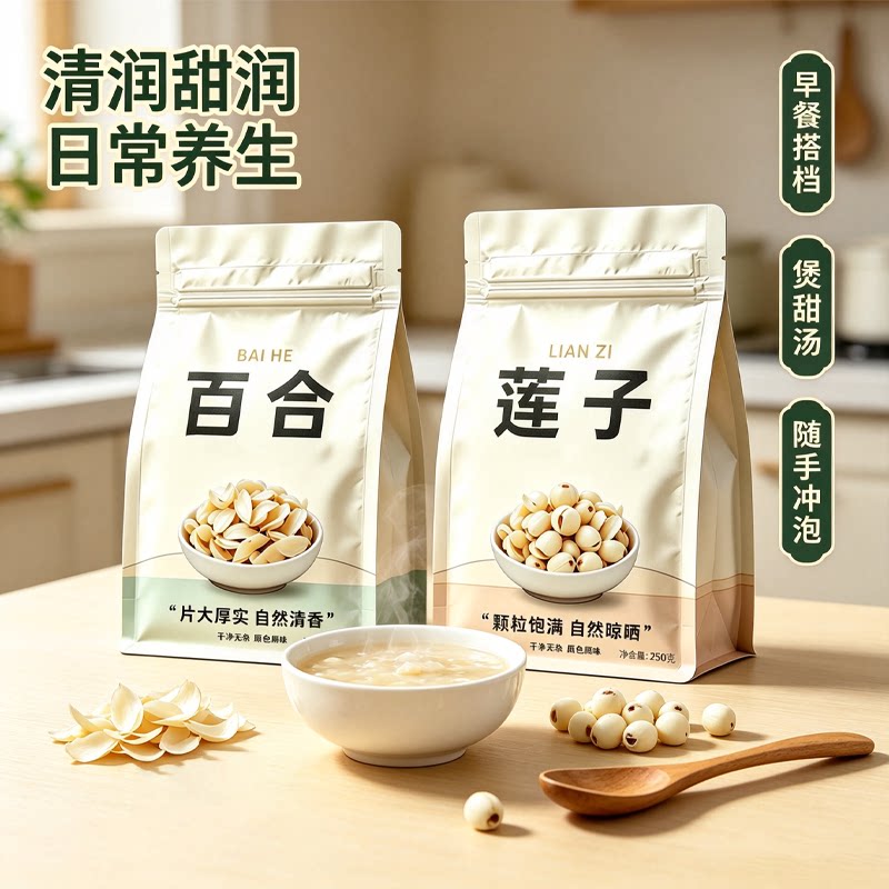 莲子百合干秋季煲汤原料图片