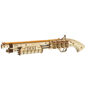 若态rokr若客雷明顿M870木质模型玩具皮筋枪木制手枪手工拼装拼图