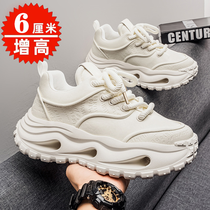 男鞋秋冬2025轻便休闲鞋潮流增高6cm厚底青年老爹鞋男跑步运动鞋