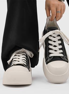 王琳凯朱正延极简大头奶香底板鞋高街厚底德比鞋潮男通勤休闲布鞋