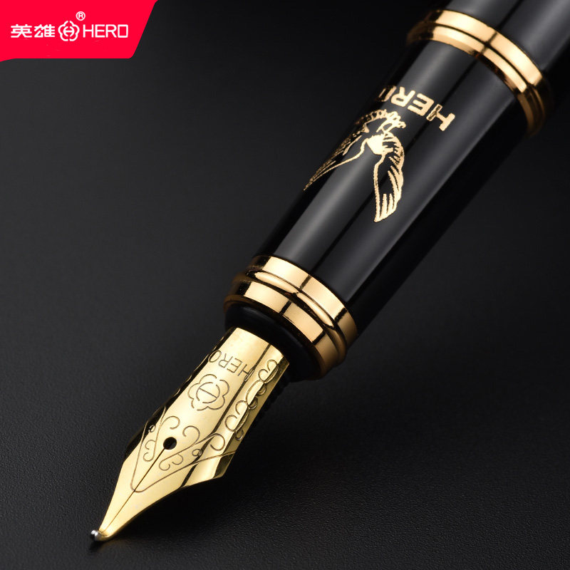 英雄1078钢笔商务办公用成人男士钢笔墨水学生用练字硬笔书法弯尖弯头美工笔礼盒装钢笔礼物送礼刻字官方旗舰
