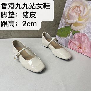 春秋新款21002女鞋玛丽珍鞋洋气方跟软法式一字单鞋方头浅口皮鞋