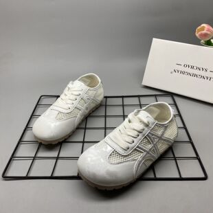 网面透气德训鞋女夏季复古系带阿甘鞋软底轻便百搭休闲小白鞋8127