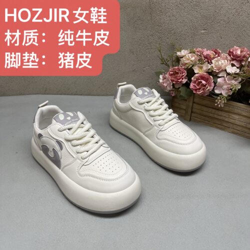 纯牛皮G236紫色厚底系带熊猫运动小白鞋女鞋时尚休闲板鞋高颜值