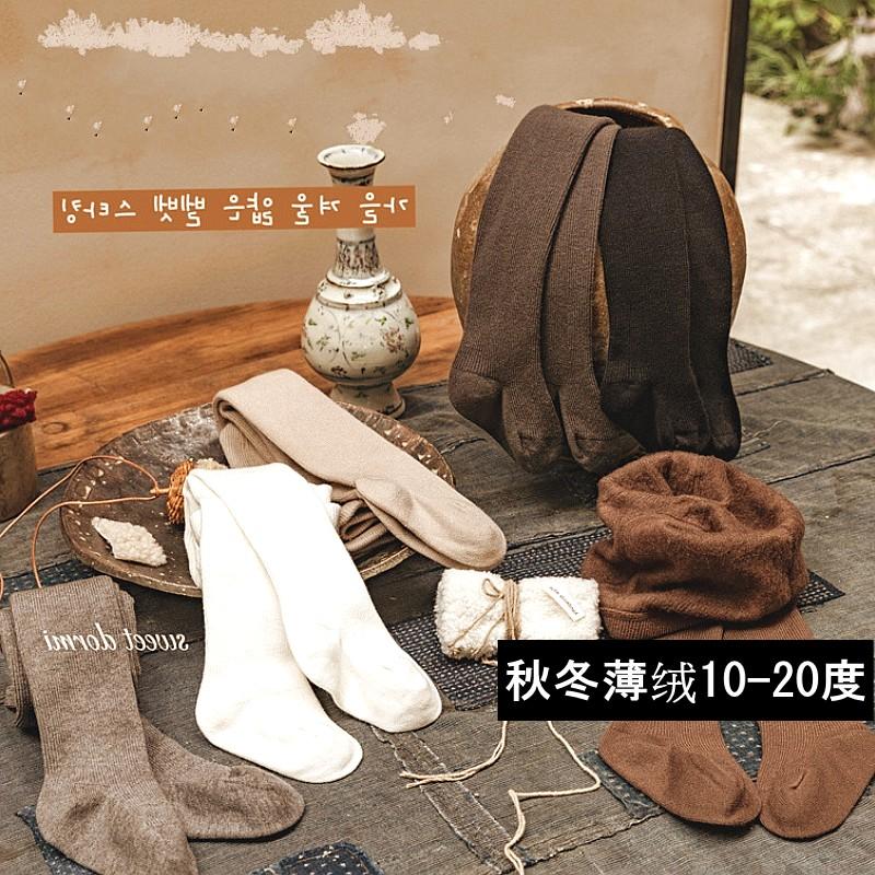 韩版女童打底袜加绒薄绒秋冬加厚纯色女宝宝学生舞蹈袜儿童连裤袜