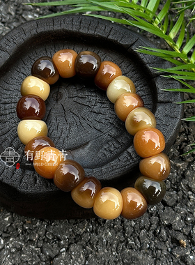 有野青青「秋暮寻常」原创设计菩提根蒜瓣大肠多宝色文玩手串男女
