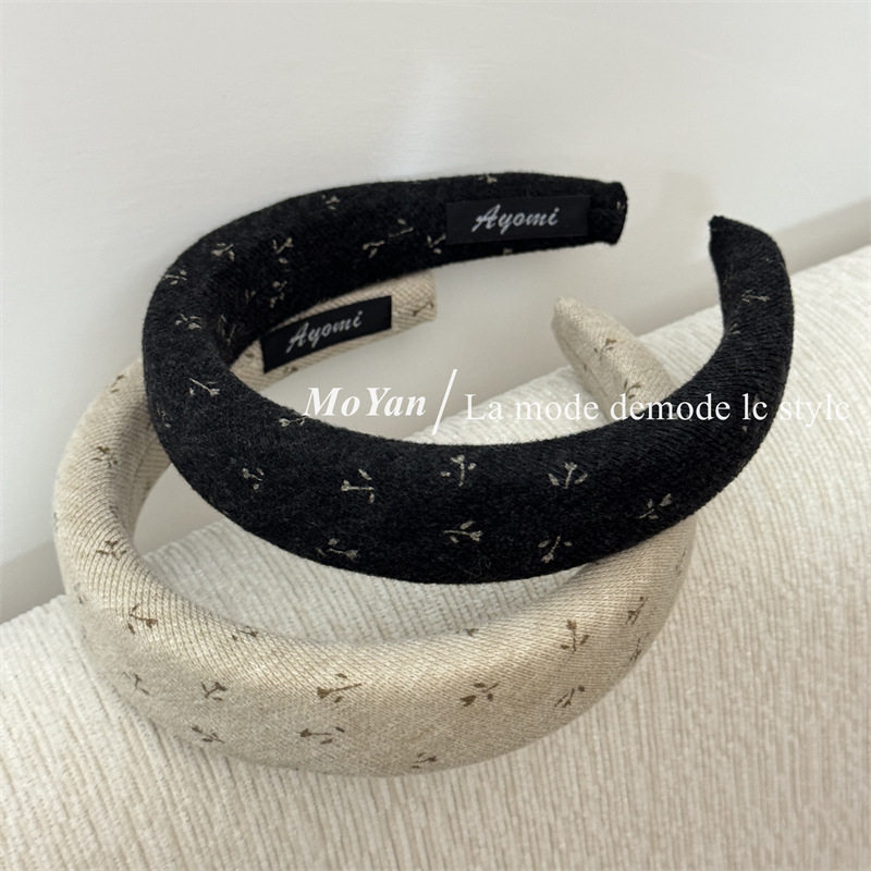 秋冬针织小碎花海绵发箍高级感复古外出压发发卡气质高颅顶头箍女